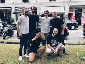 Some of the JAM team posing for a team photo, Singapore