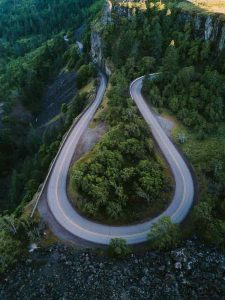 long winding road with no traffic