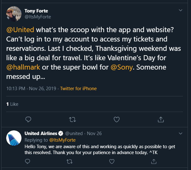 United Airlines tweet
